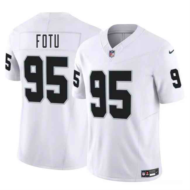 Men's Las Vegas Raiders #95 Leki Fotu White 2025 F.U.S.E. Vapor Stitched Football Jersey